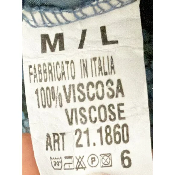 JACQUELINE B CLOTHING Flowy Satin Snake Pattern Pant in Denim Blue M/L - Picture 8 of 9